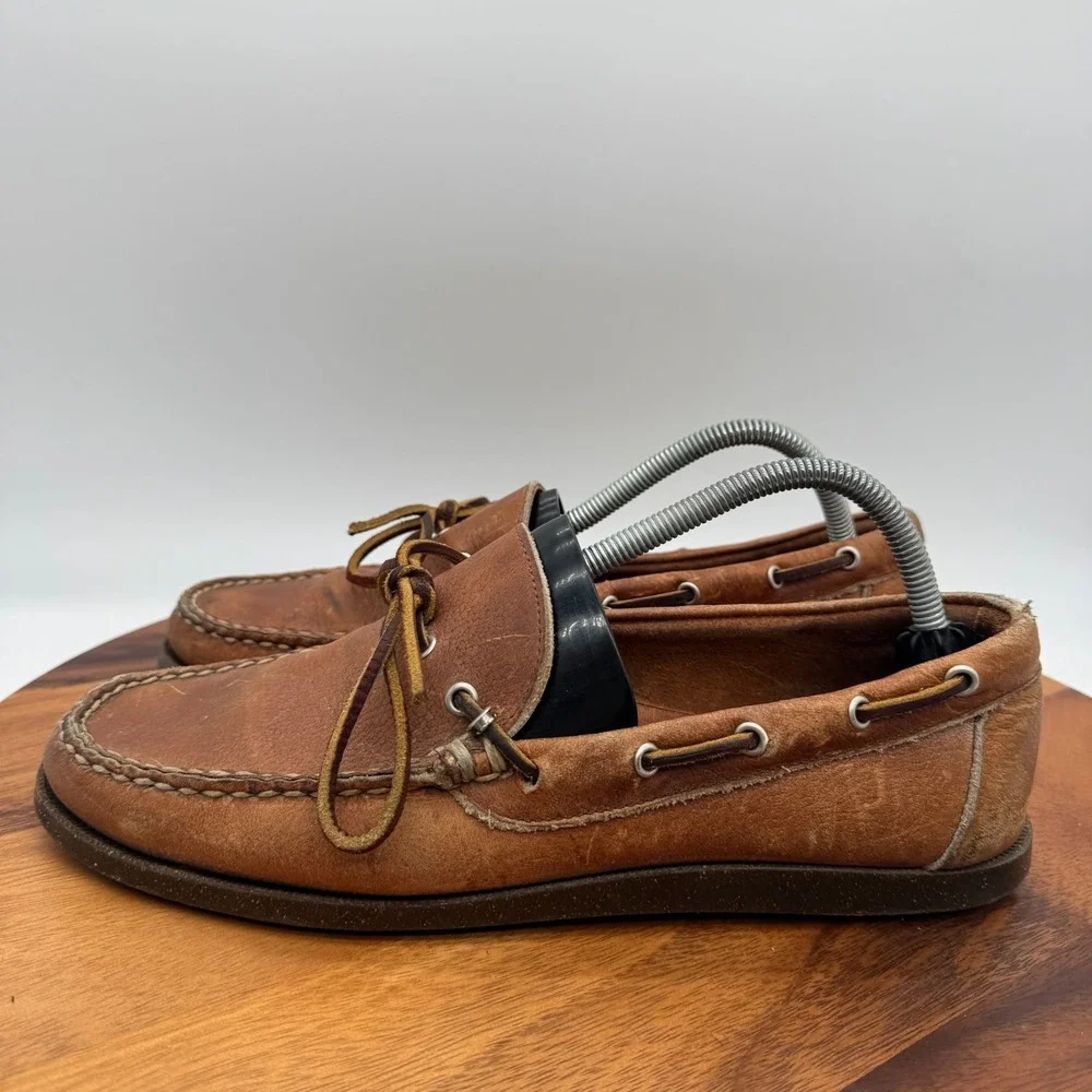 Allen Edmonds Northland Brown Leather Boat Shoes Mens Size 8.5 Handmade